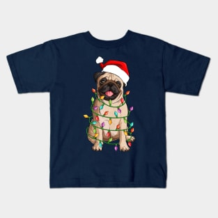 Tangled Christmas Pug Lights Kids T-Shirt